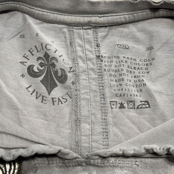Affliction Slit Neck Long Sleeve tee t-shirt Gray Size 2XL - Picture 7 of 9